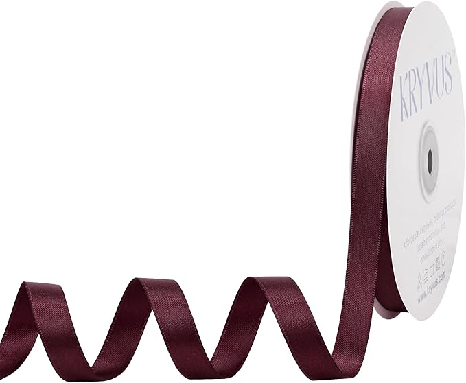 Burgundy Satin Ribbon, Double Faced 1/2 Inch X 50 Yards Burgundy Ribbon, Premium Satin Ribbon for Gift Wrapping, Crafts, Hair Bow Making, Sewing, Flower Bouquet, Wedding Party Decor