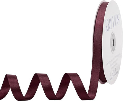 Burgundy Satin Ribbon, Double Faced 1/2 Inch X 50 Yards Burgundy Ribbon, Premium Satin Ribbon for Gift Wrapping, Crafts, Hair Bow Making, Sewing, Flower Bouquet, Wedding Party Decor