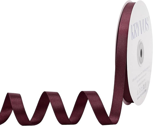 Burgundy Satin Ribbon, Double Faced 1/2 Inch X 50 Yards Burgundy Ribbon, Premium Satin Ribbon for Gift Wrapping, Crafts, Hair Bow Making, Sewing, Flower Bouquet, Wedding Party Decor