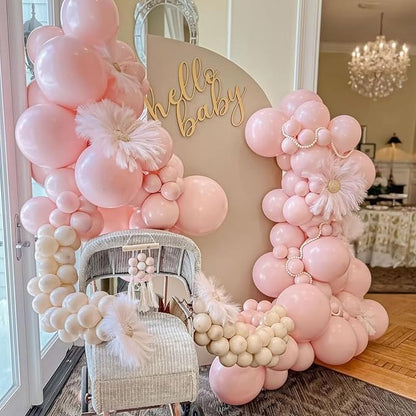 Togvu Pastel Pink Balloons Different Sizes, 123 Packs Pink Balloons, Pack of 18 12 10 5 Inch Baby Pink Balloons Garland Arch Kit for Birthday Baby Shower Gender Reveal Wedding Decoration