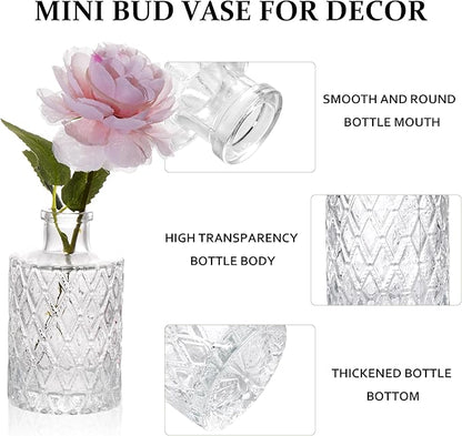32pcs Glass Bud Vase Set, Small Vintage Glass Vase, Mini Vases for Flowers for Wedding, Party, Home or Table Decoration