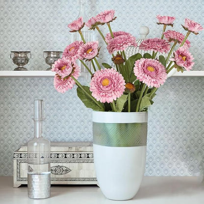 8pcs Chrysanthemum Flowers Artificial Fake Silk Pot Marigold Flowers Faux Daisy Bouquet with Stems for Home Wedding Dining Table Party Decor(Light Purple)