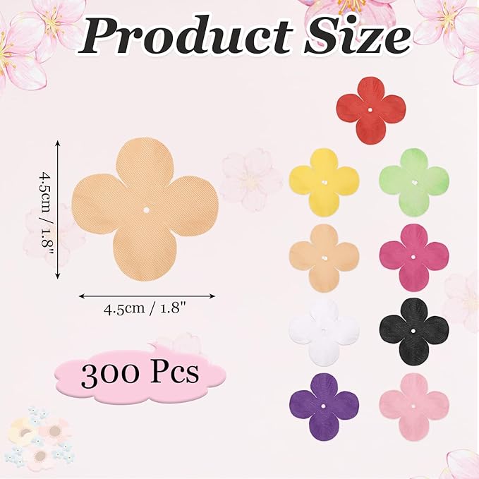 PATIKIL 1.8 Inch (4.5cm) Flowers Patch, 300Pcs Artificial Flowers Handmade Patches Silk Cloth Applique for Scrapbooking Wedding DIY Craft Supplies Card, Champagne