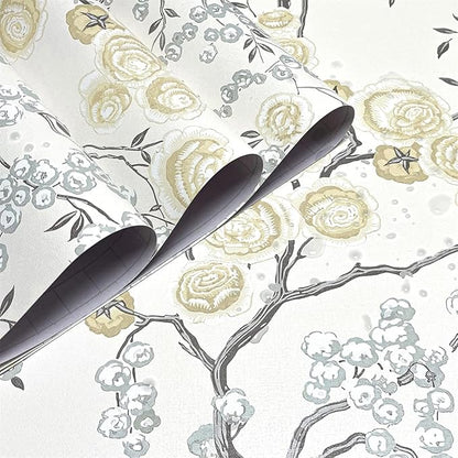 Orainege Peel and Stick Wallpaper Vintage Floral Contact Paper 17.7in ×393.7in Beige Floral Wallpaper Peel and Stick Removable Wall Paper for Bathroom Waterproof