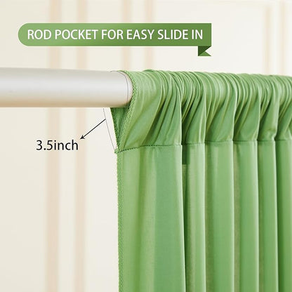 Sage Green Backdrop Curtain 2 Panels-Wrinkle-Free Champagne Curtains Polyester Photography Drapes for Baby Shower Birthday Party Photo Background Backdrop Stand- 8 X10FT (Sage Green)