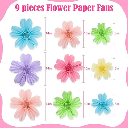 9 Piece Set Paper Flowers Decorations for Wall,3 Sizes 8-14 inch Flower Decor Flower Wall Giant Flowers for Decoration,Classroom Decor