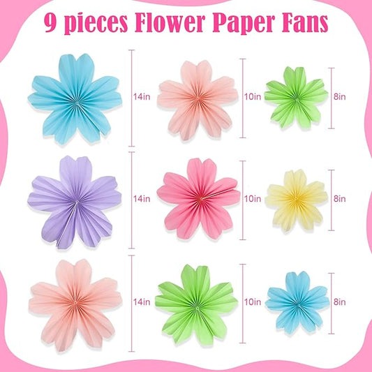 9 Piece Set Paper Flowers Decorations for Wall,3 Sizes 8-14 inch Flower Decor Flower Wall Giant Flowers for Decoration,Classroom Decor