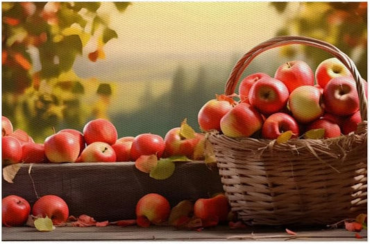Fall Fruit Apple Placemats Set of 4 PVC Vinyl Non Slip Table Mats Waterproof Heat Resistant Place Mats Washable Wipeable Dining Table Mat for Kitchen Party Farmhouse Indoor Outdoor Decorative