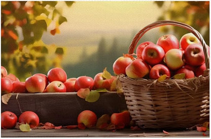 Fall Fruit Apple Placemats Set of 6 PVC Vinyl Non Slip Table Mats Waterproof Heat Resistant Place Mats Washable Wipeable Dining Table Mat for Kitchen Party Farmhouse Indoor Outdoor Decorative