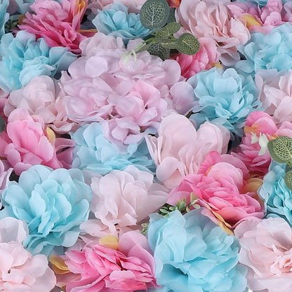 12pcs Simulated Flower Wall Decoration, 23.6x15.74in F-Lower W-All Panel for F-Lower W-All Backdrop, Flower Wall Decorative Background, Fine Grid, Multi-Tiered Petals, Photography Props