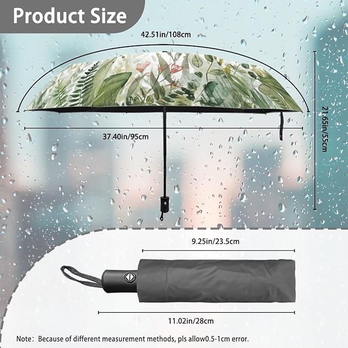 Umbrellas for Rain Lightweight Travel Umbrella 42" Canopy UV Protection Sun Umbrella Windproof Compact Umbrellas