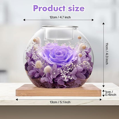 Christmas Birthday Gifts for Women Preserved Roses in Glass Dome with Scented - Romantic Preserved Flower for Women, Girlfriend, Wife, Mom, Grandma, Sister, Her-lightpur