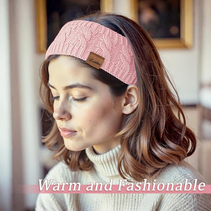 Loritta Womens Ear Warmers Headbands Winter Warm Fuzzy Cable Knit Head Wrap Fleece Lined Gifts