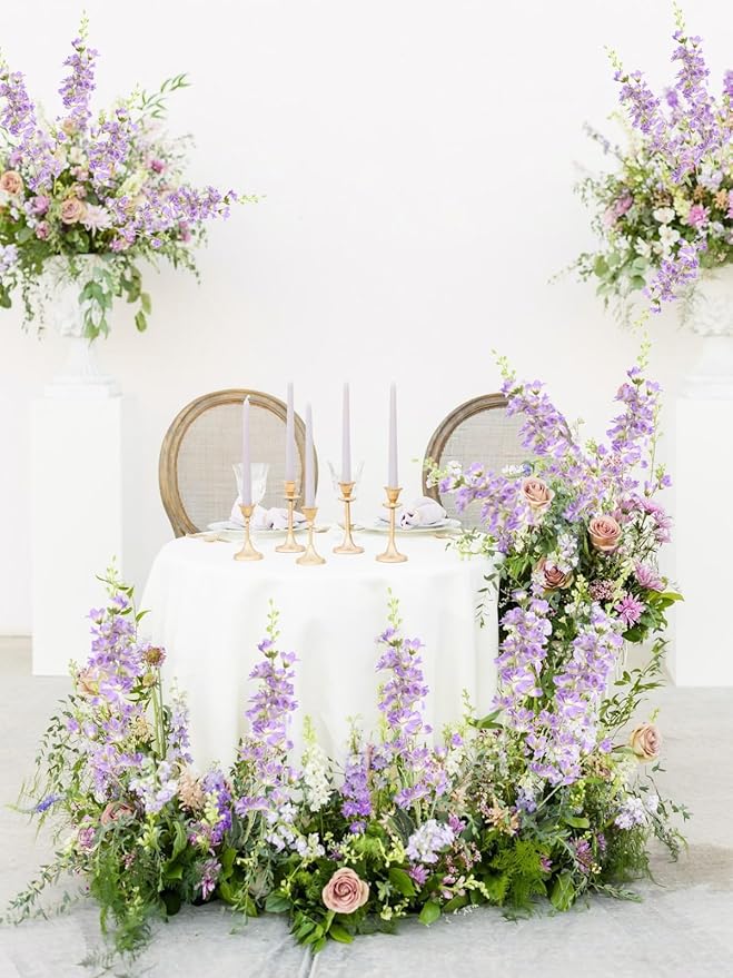 8PCS Purple Delphinium Artificial Flowers 33.5'' Faux Delphinium Bulk Long Stem Silk Larkspur Flowers for Tall Vase Home Wedding Garden Table Decor(Purple)