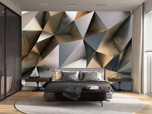Cliouar-Metal Polygon Geometry Wall Mural Wallpaper for Bedroom Living Room 182" x 122" (Not Self Adhesive)