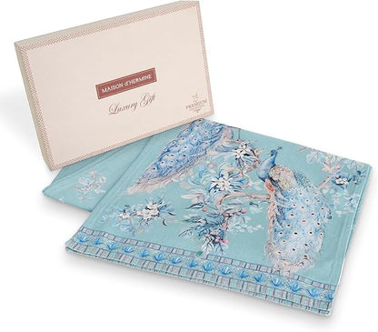 Maison d' Hermine Tablerunners 100% Combed Cotton Premium Table Runner Decorative Table Cover, Kitchen, Parties, Peacock Utopia - Pastel Turquoise, Double Layer - (14.5"x108")
