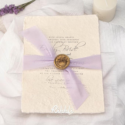 Ribbli Lavender Chiffon Silk Ribbon, 1-1/2 inch x 20 Yard, Handmade Fringe, Light Purple for Wedding Invitations, Bridal Bouquets, Flower Arrangement Decoration