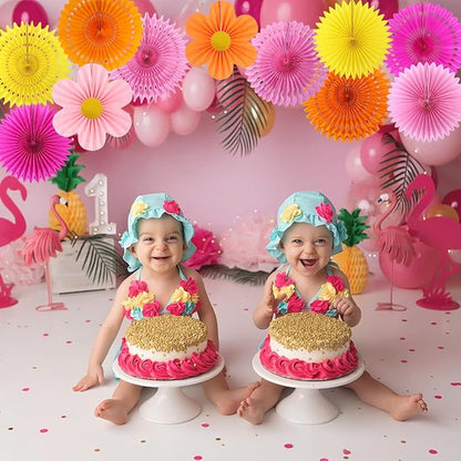 zilue Paper Fans Party Decorations Paper Flowers Decorations for Wall Classroom Floral Backdrop Baby Shower Birthday Party Flower Wall Decor Pack of 11 Pink Orange Yellow