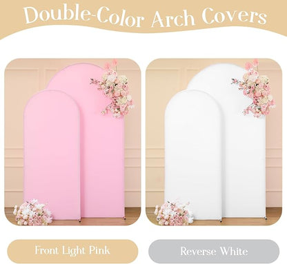 Pink White Arch Backdrop Cover Set of 2 Arch Covers 7.2 and 6ft Wedding Arch Cover Stretchy Backdrop Bridal Baby Shower Birthday Party Arches Stand Covers Spandex