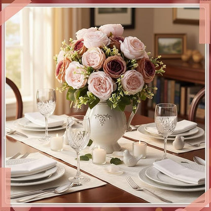 Geosar 24 Bundles Artificial Peonies Flowers Fake Silk Peony Bouquet Faux Peonies Flowers Bulk for Decoration Vase Floral Arrangements Wedding Party Table (Dusty Rose)