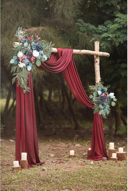 Grey White Wedding Arch Flowers, Faux Flower Swag Set of 2, Grey White Floral Swag for Wedding Arch Welcome Signs, Reception Ceremony Signs Decor
