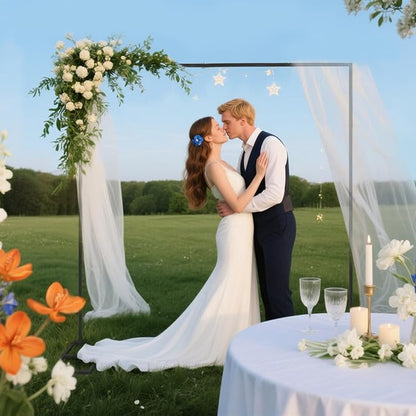 6.6FT Black Metal Wedding Arches for Ceremony Square Balloon Arch Stand Rectangular Backdrop Stand for Anniversary Birthday Party Bridal Shower Home Indoor Outdoor Decoration