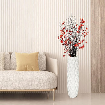 White Ceramic Floor Vase, GDSZJLJ 17.7" Tall Decorative Large Flower Vases for Living Room, Table Centerpieces, Modern Home Décor, Shelf, Dried GrassFlower, Pampas Grass