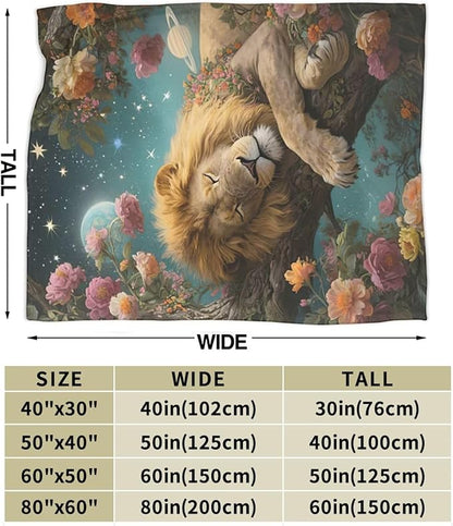 Lion Blanket Lion Throw Blanket Animal Soft Cozy Fleece Fuzzy Stuffed Plush Flannel Gifts for Girls Women Boys Kids Adults 60"X80"