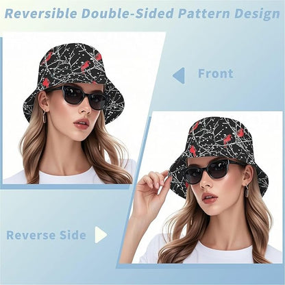 Wildflowers Floral Bucket Hat for Men Women, Summer Vacation Outdoor Travel Reversible Double Side Beach Caps Fisherman Hat