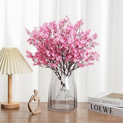 8Pcs Babys Breath Artificial Flowers Silk,Real Touch Pink Bouquets Fake Flowers for Vase Home Office Wedding Indoor Outdoor Centerpiece Table Decorations