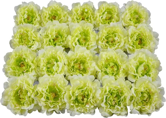 20pcs 5" Artificial Flower Peonies, Silk Peonies with 6" Stems, Flowers Suitable for Wedding Bouquets, Home Party Decoration (Light Green)