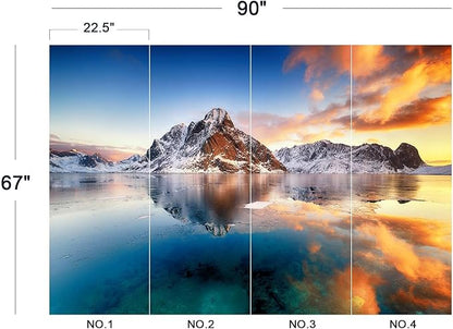 Cliouar-Beautiful Sunrise in Norway - lofotens Mural Wallpaper Peel and Stick 90" x 67"
