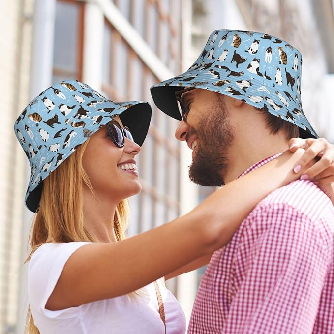 Cartoon Bucket Hat Summer Beach Travel Sun Hat Packable Fisherman Cap for Men Women