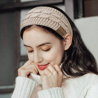 Loritta Womens Ear Warmers Headbands Winter Warm Fuzzy Cable Knit Head Wrap Fleece Lined Gifts