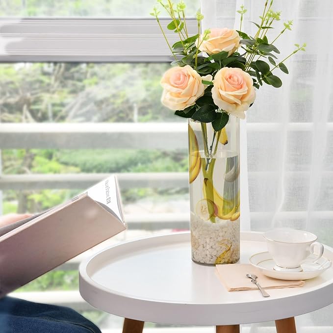 Flower Vase Clear Plastic Cylinder Vases Decor for Centerpieces Home Storage Office Weddings Yellow Bananas Fruit 11.8 x 3.9 in