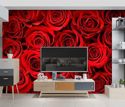 red Rose Floral Wallpaper Bedroom Botanical Flowers murals Aesthetic Room Decor Living Room tv Background Large Wall Mural - 160"x108" Not Peel and Stick