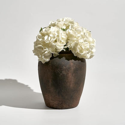LB2 White Ceramic Large Vase, 11.8" Tall Zen Style vase, Terra Cotta Pitcher Vase, Distressed Farmhouse Decor, Pottery Decorative Flower for Home Decor (A - Brown 11.8")