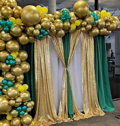 Gold Sequin Backdrop Curtains Glitter Drapes 2FTx8FT 4 Panels for Wedding Birthday Party Decorations Bridal Baby Shower Party Supplies Sparkly Photography Background