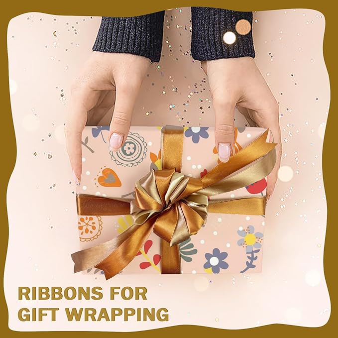 150 Yards Brown Satin Ribbon 1 Inch 6 Rolls Assortment Ribbons for Crafts Gift Wrapping Flower Bouquet Wedding Invitations Birthday Party Festival Decoration Hair Bows