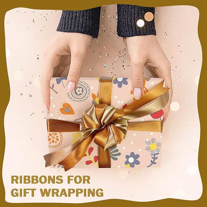 150 Yards Brown Satin Ribbon 1-1/2 Inch 6 Rolls Assortment Ribbons for Crafts Gift Wrapping Flower Bouquet Wedding Invitations Birthday Party Festival Decoration Hair Bows
