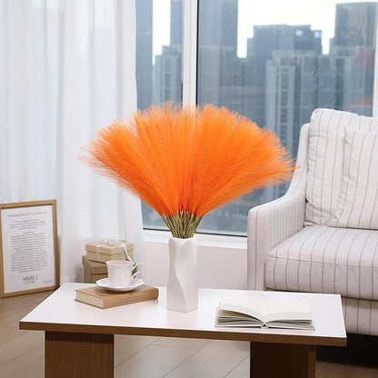 Faux Orange Pampas Grass - 60 pcs 24 Inch Artificial Pampas Grass Decor, Tall Pampas Grass for Floor Vase, Table Centerpieces, Wedding, Party and Living Room Decor (Orange, 60 Pieces)