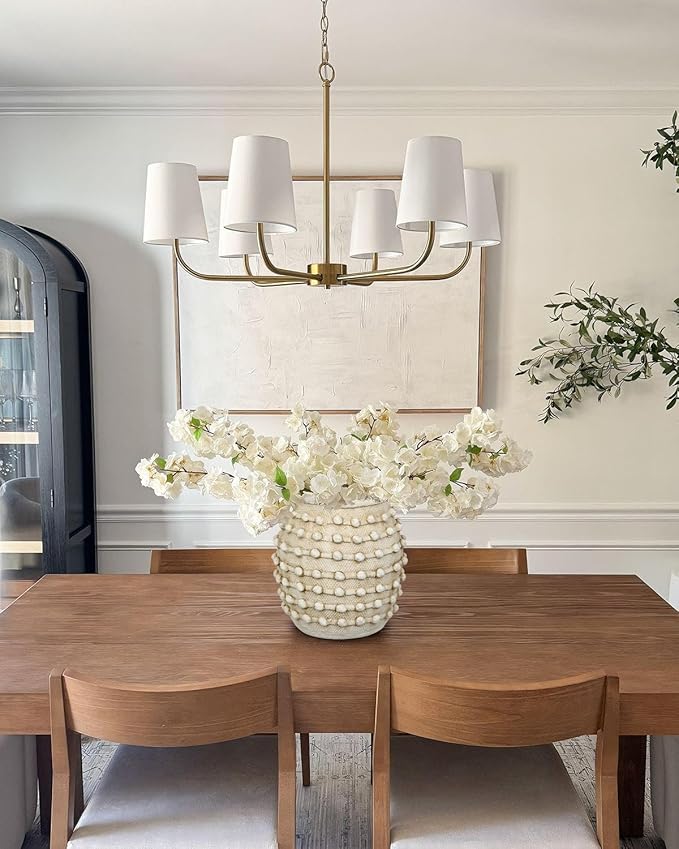 Rustic Farmhouse Vase, Boho Beige Vase for Pampas Grass Large Textured Knotted Vases for Flowers Decorative Cement Floral Vases for Home Decor, Living Room, Dining Table