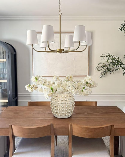 Rustic Farmhouse Vase, Boho Beige Vase for Pampas Grass Large Textured Knotted Vases for Flowers Decorative Cement Floral Vases for Home Decor, Living Room, Dining Table