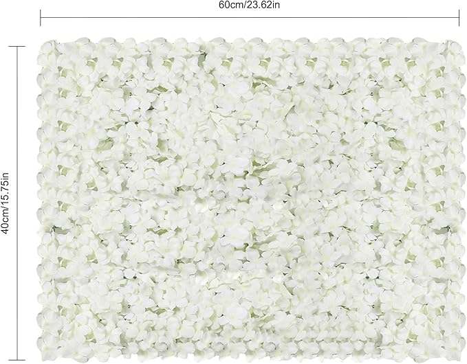 Flower Wall Panels, 10Pcs Artificial Flower Wall 3D Flower Wall Backdrop White Silk Rose Floral Decorative Faux Flower Wall Background for Wedding Home (White,15.7 * 23.6 in)