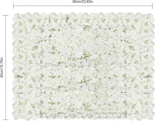 3D Flower Wall Panel, 10pcs White Artificial Floral Wall Backdrop, Realistic Silk Flower Backplanes, Roll Up Fake Flower Background for Valentines Wedding Party Photo Arrangement Decor