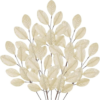 Briful Champagne Magnolia Leaves Branches, 6 Pack 28.7in Faux Magnolia Leaves Stems Artificial Christmas Greenery Branches for Xmas Home Vase Floral Arrangement