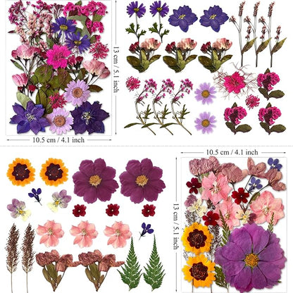 85Pcs Dried Pressed Flowers for Resin Molds, Real Natural Bulk Dry Floral Leave for DIY Art Crafts, Epoxy Jewelry, Candle, Soap Making, Nails Decors Gifts
