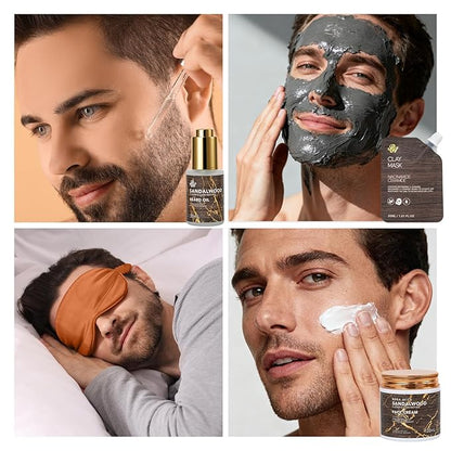 36 Pcs Christmas Gifts For Men, Sandalwood Bath & Body Gift Basket, Beard Grooming Set, Face Skin Care Kit, Men Home Spa Gift, Bath Bomb, Bear Oil, Birthday, Valentines, Father's Day, Dad, Anniversary