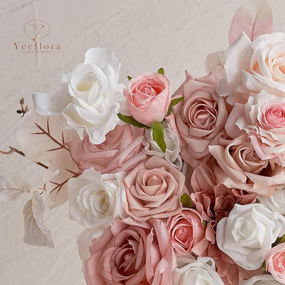 Artificial Flowers, 25pcs Artificial Rose for DIY Wedding Bouquets Centerpieces Arrangements, Pink Foam Roses with Stem for Bridal Shower Party Home Decorations