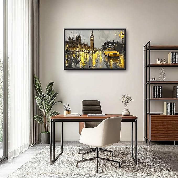 London City Large Wall Art Framed Wall Decor for Living Room, Big Ben Pictures Oversized Canvas Print Painting Modern Extra Large Framed Artwork for Bedroom Office Home Decor 36"x24"